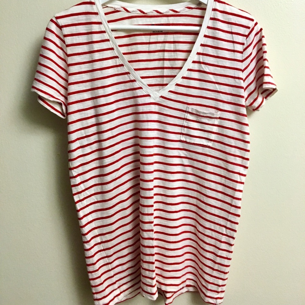 red + white striped pocket tee (Madewell)